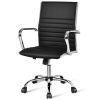 PU Leather Office Chair High Back Conference Task Chair with Armrests - Black