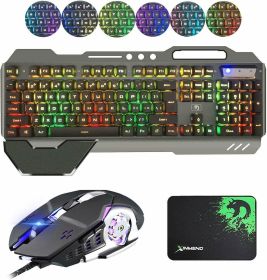 K618 Wired Gaming Keyboard and Mouse Set RGB Backlit For PC Laptop PS4 Xbox one - Black