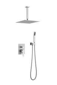 12 Inch Bathroom Rain Shower Combo Set Brushed Nickle - Brushed Nickle