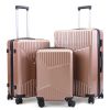 3-Piece Hardshell Luggage, TSA Lock Travel Trolley Suitcase, Expandable Luggage with Spinner Wheels, 20"/24"/28" XH - Rose Gold