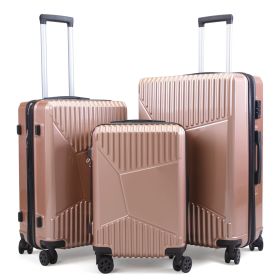3-Piece Hardshell Luggage, TSA Lock Travel Trolley Suitcase, Expandable Luggage with Spinner Wheels, 20"/24"/28" XH - Rose Gold