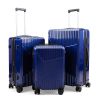 3-Piece Hardshell Luggage, TSA Lock Travel Trolley Suitcase, Expandable Luggage with Spinner Wheels, 20"/24"/28" XH - Dark Blue