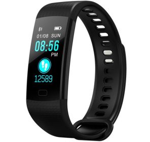 Color Screen Smart Bracelet With Heart Rate Blood Pressure Bluetooth Smart Watch Pedometer Smart Wristband  - Black