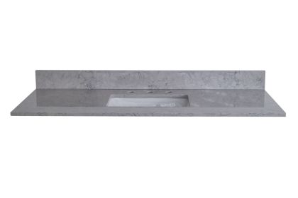 43 inches bathroom stone vanity top calacatta gray engineered marble color with undermount ceramic sink and 3 faucet hole with backsplash
