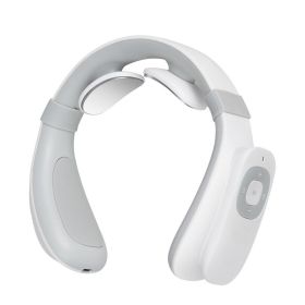 MEEEGOU Electric Neck Massager with Heat, TENS Massager for Pain Relief, 6 Modes 15 Levels Deep Tissue Massage, Portable and Soothing - White