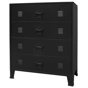 Chest of Drawers Metal Industrial Style 30.7"x15.7"x36.6" Black - Black