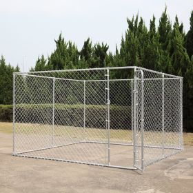 Outdoor Dog Kennel for Medium to Large Sized Animals, Heavy Duty Pet Playpen Kit with Lockable Door - Silver - Large