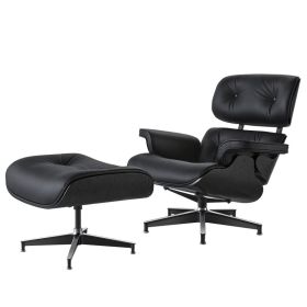 High grade vintage 8 layer leather plywood ergonomic design office chair - All black