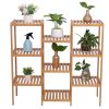 100% Bamboo High-Grade Plant Shelf Multi - Functional 9-Layer Shelf Flower Pot Shelf Display Shelf 96 * 90 * 33cm Natural YF - Natural