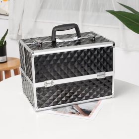 13.5" Makeup Train Case Professional Cosmetic Box with Adjustable Dividers 4 Trays and 2 Locks Black YF