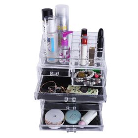 Cosmetics Storage Rack with 2 Small & 5 Large Drawers Transparent YF