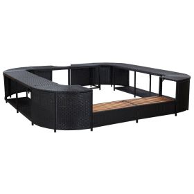 vidaXL Square Spa Surround Black 105.5"x105.5"x21.7" Poly Rattan - Black