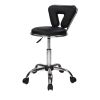 Hydraulic Rolling Swivel Salon Stool Chair Height Adjustable Home Spa Massage Manicure Facial Stool with Backrest and Wheels  YJ - black