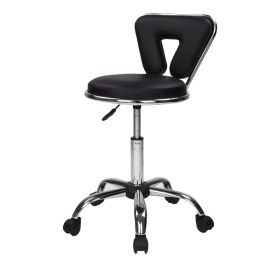 Hydraulic Rolling Swivel Salon Stool Chair Height Adjustable Home Spa Massage Manicure Facial Stool with Backrest and Wheels  YJ - black