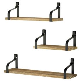 Floating Shelves Wall Mounted Set of 3, Wood Wall Storage Shelves for Bedroom, Living Room, Bathroom, Kitchen and Office RT - 24188970