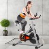 Indoor Cycling Bike Stationary, Belt Driven Smooth Exercise Bike with Oversize Soft Saddle and LCD Monitor - As Pictures