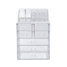 2Pcs / Set Plastic Cosmetics Storage Rack 7 Large Drawers Transparent YF