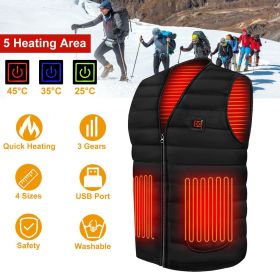 Heat Jacket Vest 3 Heating Gear Adjustable USB Heated Vest Warm Heat Coat Vest w/ 5 Heating Pads For Men Women Winter Outdoor Activity - L