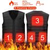 Heat Jacket Vest 3 Heating Gear Adjustable USB Heated Vest Warm Heat Coat Vest w/ 5 Heating Pads For Men Women Winter Outdoor Activity - 2XL