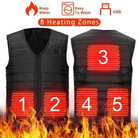 Heat Jacket Vest 3 Heating Gear Adjustable USB Heated Vest Warm Heat Coat Vest w/ 5 Heating Pads For Men Women Winter Outdoor Activity - 2XL