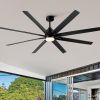72 in. Integrated LED Indoor Black Windmill Ceiling Fan With DC Motor, Remote Control - Black