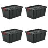 27 Gallon Industrial Tote Plastic, Black, Set of 4 - 4
