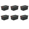 15 Gallon Industrial Tote Plastic, Black, Set of 6 - 6