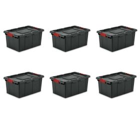 15 Gallon Industrial Tote Plastic, Black, Set of 6 - 6