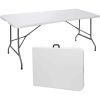 Folding Utility Table 6ft Fold-in-Half Portable Plastic Picnic Party Dining Camp Table, White - White