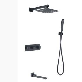 Multi-Function Complete Bathtub Shower System with Rough-in Valve Matte Black RCS85008MB - Black - Modern