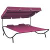 vidaXL Patio Lounge Bed with Canopy and Pillows Pink - Pink