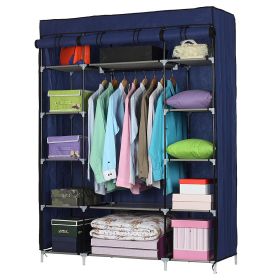 5-Layer 12-Compartment Non-woven Fabric Wardrobe Portable Closet Storage Shelf - Blue