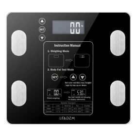 Smart Digital Bathroom LCD Weight Body Scale BMI Tempered Glass 400lbs/180kg - Black