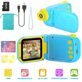 Kids Digital Camera Child Video Camera Children Camcorder Christmas Toy Birthday Gifts with 2.4in Screen 4X Digital Zoom - Blue