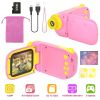 Kids Digital Camera Child Video Camera Children Camcorder Christmas Toy Birthday Gifts with 2.4in Screen 4X Digital Zoom - Pink
