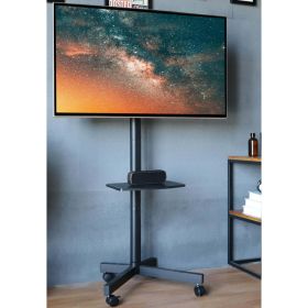 Modern Rolling TV Stand Mobile TV Cart for 23 to 55 inch Flat TVs; Black - Black - Metal