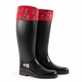 Biggdesign Rain Boots for Women; Cat Line Design; Phthalate-free Black - Black