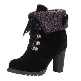 Winter Lace-Up High Thick Short Boots Shoes Women - C - 35