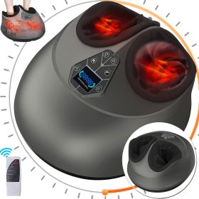 Foot Massager Electric Shiatsu Machine with Heat Kneading Vibration Air Compression Pressure Foot Spa - Gray - Metal plastic