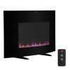 ZOKOP SF301-35 35" 1400W Cambrio Wall Hanging/Fireplace Single Color/Fake Wood/Heating Wire/Small Remote Control Black - as picture