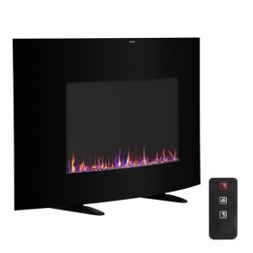 ZOKOP SF301-35 35" 1400W Cambrio Wall Hanging/Fireplace Single Color/Fake Wood/Heating Wire/Small Remote Control Black - as picture