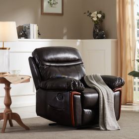 Massage Recliner PU Leather Sofa Chair with Heating and Massage Vibrating Function - Brown