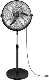 Simple Deluxe 20 Inch Pedestal Standing Fan, High Velocity, Heavy Duty Metal For Industrial, Commercial, Residential, Greenhouse Use, Black - as pic