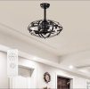 Hot Sell Industrial Ceiling Fan Light Kit for Living Room Bedroom Kitchen and Bladeless Caged Ceiling Fan with Lights - Matte Black