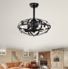 Hot Sell Industrial Ceiling Fan Light Kit for Living Room Bedroom Kitchen and Bladeless Caged Ceiling Fan with Lights - Matte Black
