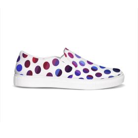 Athletic Sneakers, Low Cut Polka Dot Slip-On Canvas Shoes - Unisex Design (Women / Men) - 5 / 3.5 - Womens / Mens