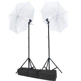 2x35w Photo Lights w/ 32in White Umbrella Kit - LA01