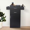 3-Layer Beauty Salon Storage Cabinet Hairdressing Tool Styling Station w/ 6 Hair Dryer Holders;  2 Drawers and 1 Cabinet - Black