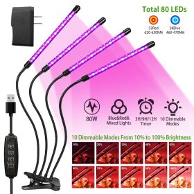 Grow Lights for Indoor Plants, iMounTEK 80W 80 LEDs Plant Lights with Red Blue Full Spectrum 10 Dimmable Level - Black