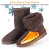 Women Ladies Snow Boots Waterproof Faux Suede Mid-Calf Boots Fur Warm Lining Shoes - Chocolate - 9
